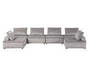 Lilola Home Anna stylish sectional sofa ottoman in neutral fabric, showcasing its plush cushioned surface and modern design.