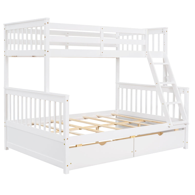 DreamHaus bunk bed with ladders and two storage drawers, featuring a sturdy frame and space-saving design in a modern bedroom setting.