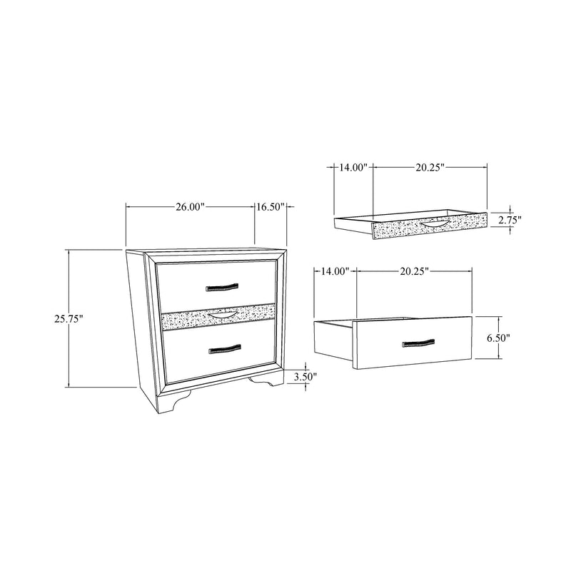 Ryder - Sparkle Nightstand - Gray - R&R Furniture Gallery (Fountain Valley, CA)