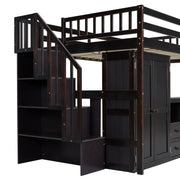 Loft Bed With Stairs, Bookshelf, Drawers, Desk & Wardrobe, Space Saving Multifunctional Furniture - R&R Furniture Gallery (Fountain Valley, CA)
