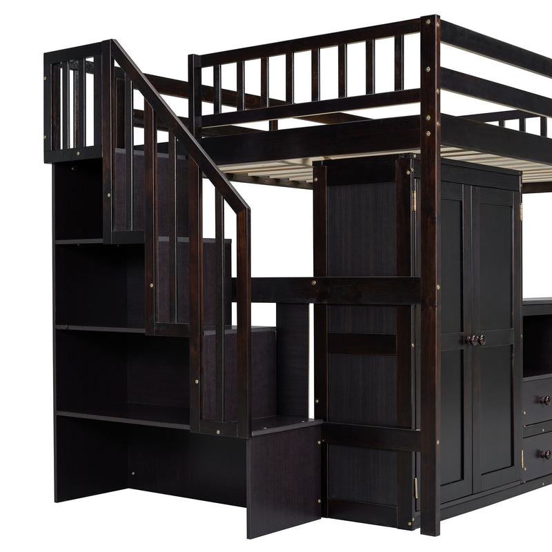 Loft Bed With Stairs, Bookshelf, Drawers, Desk & Wardrobe, Space Saving Multifunctional Furniture - R&R Furniture Gallery (Fountain Valley, CA)