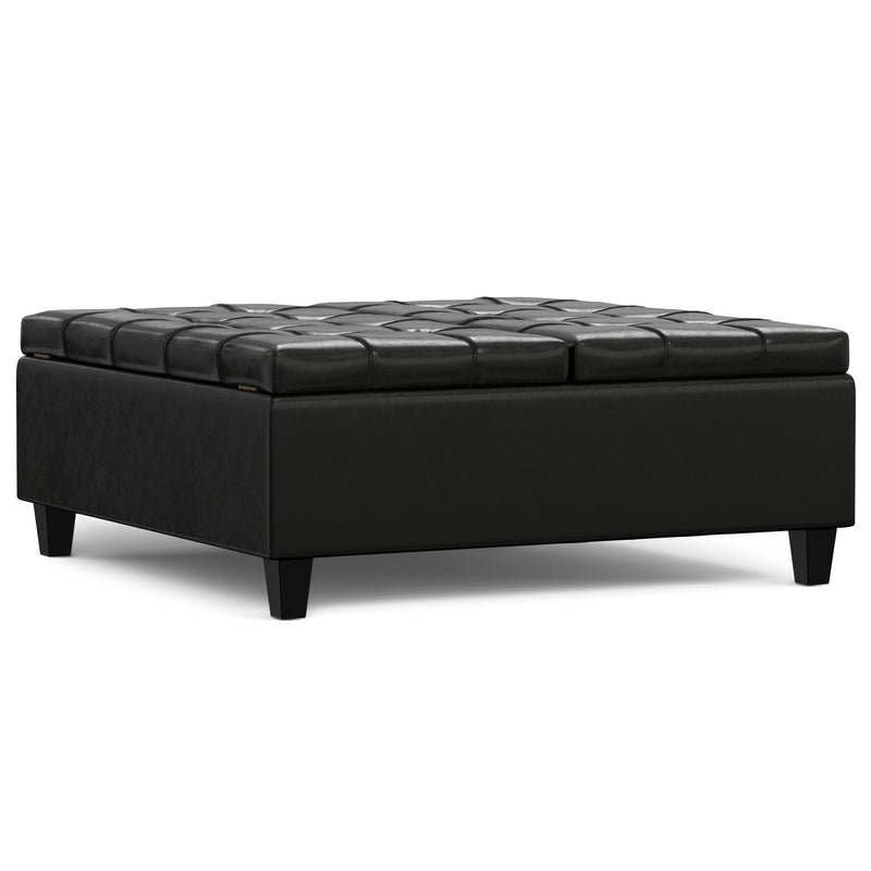 Harrison - Large Square Coffee Table Storage Ottoman - Black - R&R Furniture Gallery (Fountain Valley, CA)