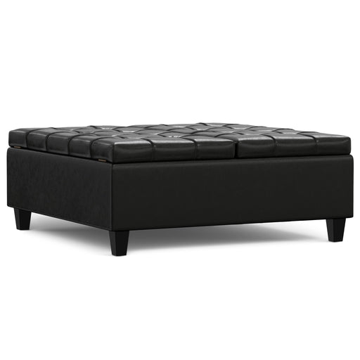 Harrison - Large Square Coffee Table Storage Ottoman - Black - R&R Furniture Gallery (Fountain Valley, CA)