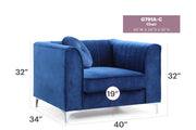 Contemporary sloped armchair by Glory Furniture with plush upholstery and sleek design, shown in a modern living room setting.