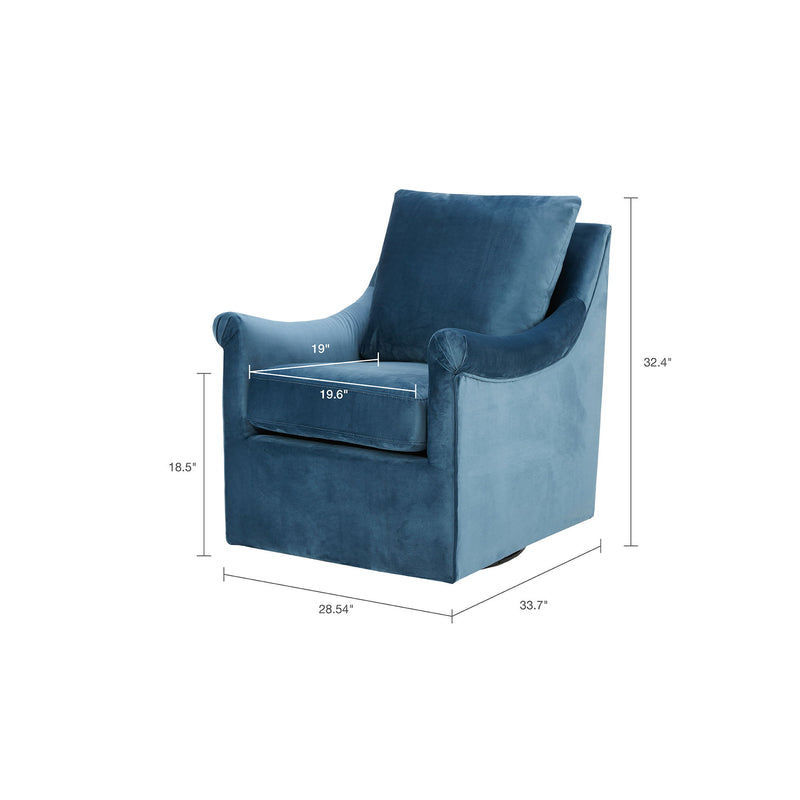 Swivel Chair With Curved Arms And Straight Back - Blue - R&R Furniture Gallery (Fountain Valley, CA)