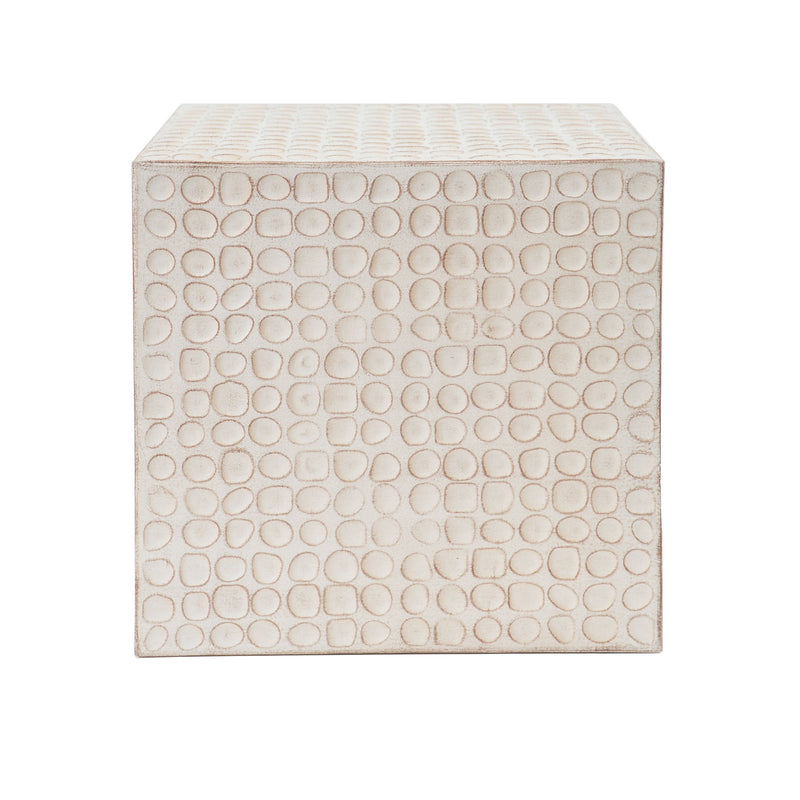 Chic Modern Mgo Cube Side Table With Fluted Design - Antique Brown - R&R Furniture Gallery (Fountain Valley, CA)