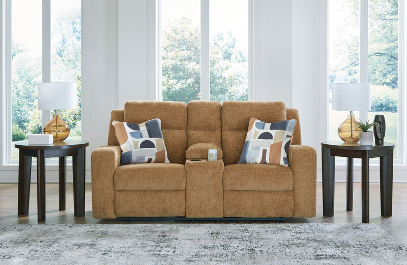 Kanlow - Dbl Reclining Loveseat With Console - R&R Furniture Gallery (Fountain Valley, CA)