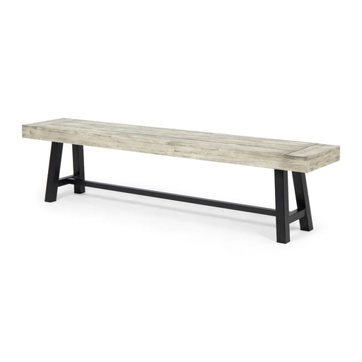 Noble House Carlisle dining bench with wooden seat and sturdy legs, ideal for modern kitchen or dining room seating.
