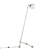 Lumi Source Eileen contemporary floor lamp with nickel finish and white shade, standing tall with a modern design.