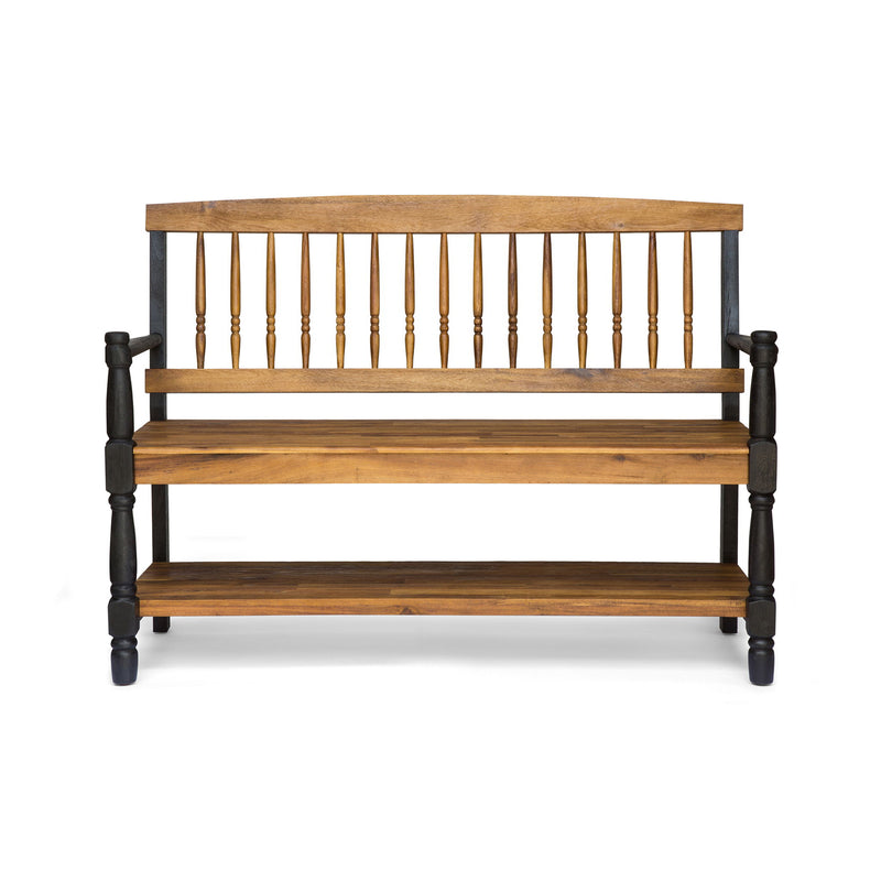 Slatted Bench With Built In Shelf - R&R Furniture Gallery (Fountain Valley, CA)