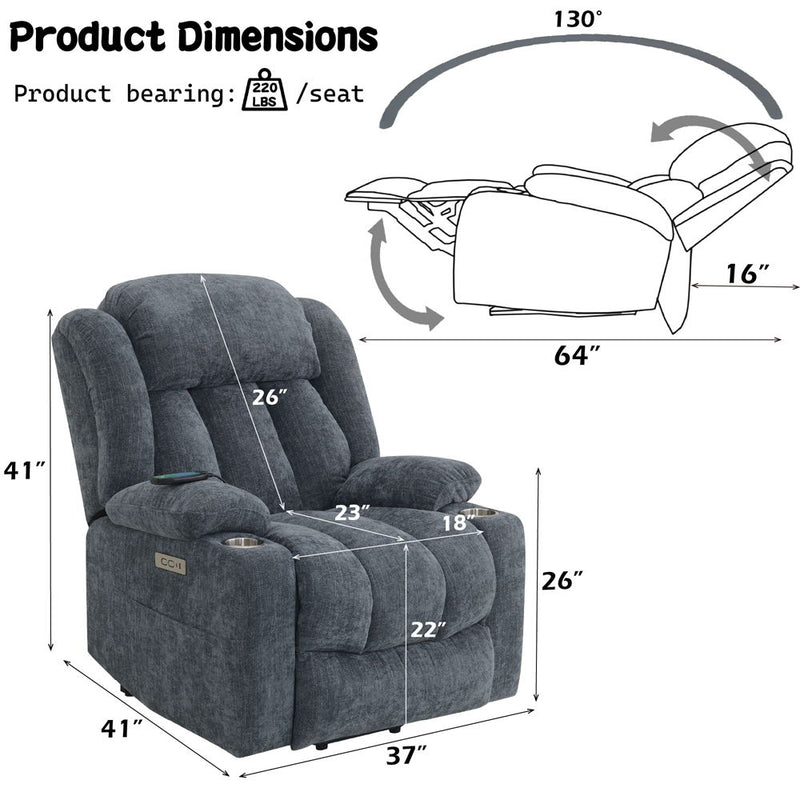 Omarion - Power Recliner With Lift & Heating & Massage - R&R Furniture Gallery (Fountain Valley, CA)