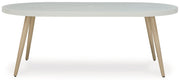Seton Creek - Oval Dining Table With Umb Opt - White - R&R Furniture Gallery (Fountain Valley, CA)