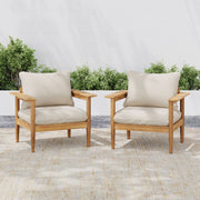 Terassi - Outdoor Lounge Chair (Set of 2) With Cushions - Beige / Light Teak - R&R Furniture Gallery (Fountain Valley, CA)