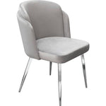 Grace Set of (2) Dining Chairs in Grey Velvet w/ Chrome Legs