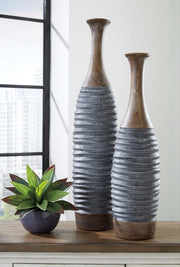 Blayze - Vase Set (Set of 2) - Antique Gray / Brown - R&R Furniture Gallery (Fountain Valley, CA)