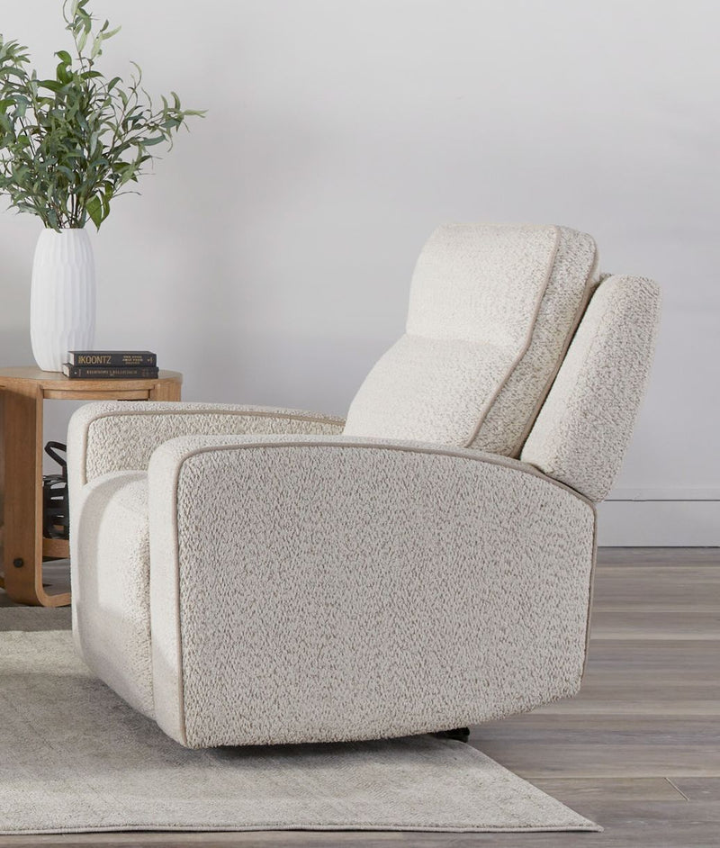Parker Living Lancaster Power Zero Gravity Recliner P2 in Fluffy River Rock fabric, showing the plush, ergonomic reclining chair design