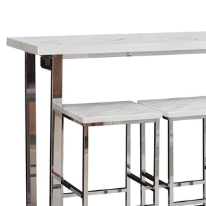 Ledesma - 4 Piece Counter Height Dining Set And Built In Power Unit - White Marble