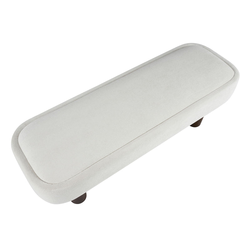 Indoor upholstered dining bench by Noble House with cushioned seat and wooden legs, ideal for kitchen or dining room seating.