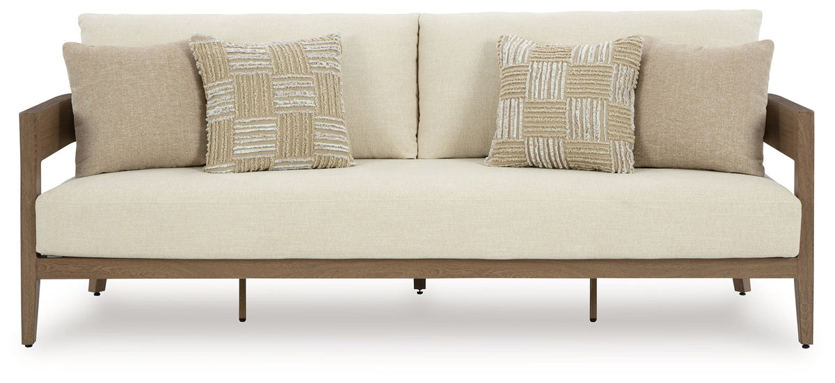 Serene Bay - Sofa With Cushion - Dark Brown / White - R&R Furniture Gallery (Fountain Valley, CA)