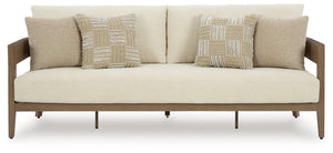 Serene Bay - Sofa With Cushion - Dark Brown / White - R&R Furniture Gallery (Fountain Valley, CA)