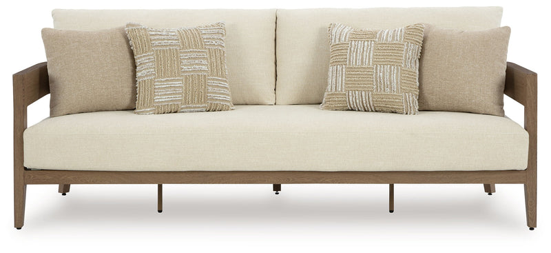 Serene Bay - Sofa With Cushion - Dark Brown / White - R&R Furniture Gallery (Fountain Valley, CA)