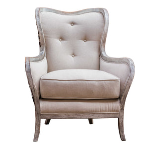 White high back armchair by Uttermost, Chalina style, with plush upholstery and elegant design for modern living spaces.