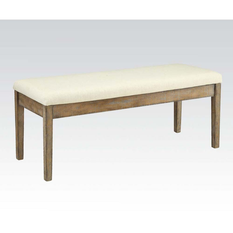 Claudia - Bench - Beige Linen & Salvage Brown - R&R Furniture Gallery (Fountain Valley, CA)
