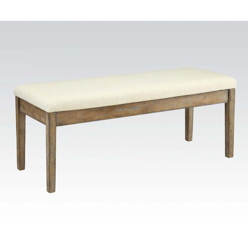 Claudia - Bench - Beige Linen & Salvage Brown - R&R Furniture Gallery (Fountain Valley, CA)
