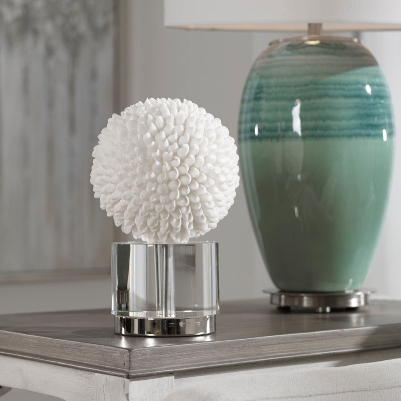 White Cascara sculpture by Uttermost, modern decorative figurine with a sleek, abstract design for home decor.