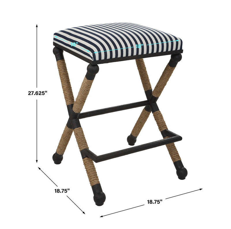 Black backless counter stool by Uttermost with a sleek, modern design, suitable for 24-27 inch counter height spaces.