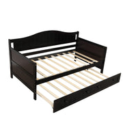 DreamHaus wooden storage daybed with sofa bed design, no box spring needed, featuring built-in storage drawers and a sturdy frame.