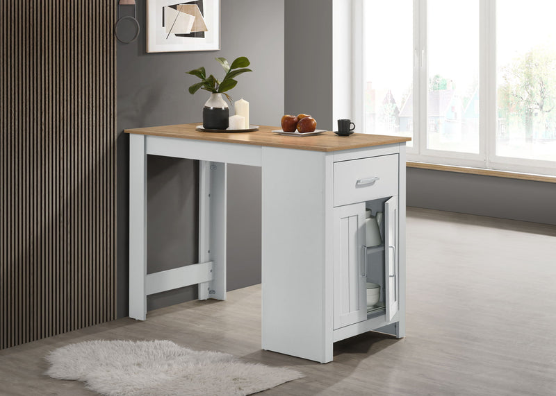 Alonzo - Small Space Counter Height Dining Table With Cabinet, Drawer, And 2 Ergonomic Counter Stools (Set of 3) - R&R Furniture Gallery (Fountain Valley, CA)