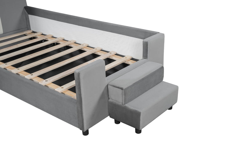 Upholstered Daybed With Bear Shaped Headboard, Hydraulic System And Breathable Fence - R&R Furniture Gallery (Fountain Valley, CA)