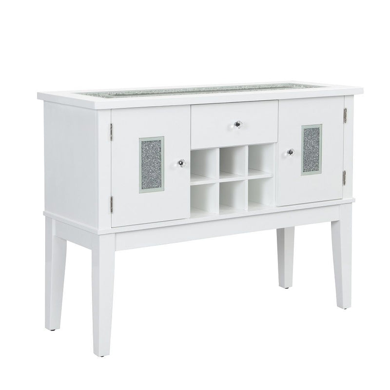 Elizaveta - Server - Faux Crystal Diamonds & White High Gloss - R&R Furniture Gallery (Fountain Valley, CA)