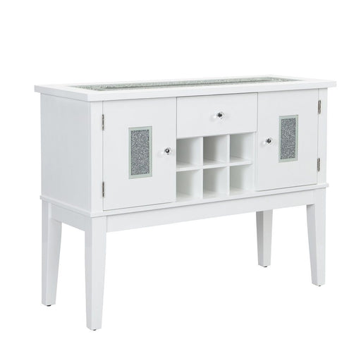 Elizaveta - Server - Faux Crystal Diamonds & White High Gloss - R&R Furniture Gallery (Fountain Valley, CA)