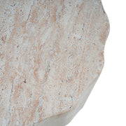 Beige lightweight concrete side table with travertine top, ideal for indoor and outdoor use, by Noble House.