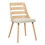 Lumi Source Trevi mid-century modern dining chair with wooden frame and upholstered seat, designed as a stylish side chair.