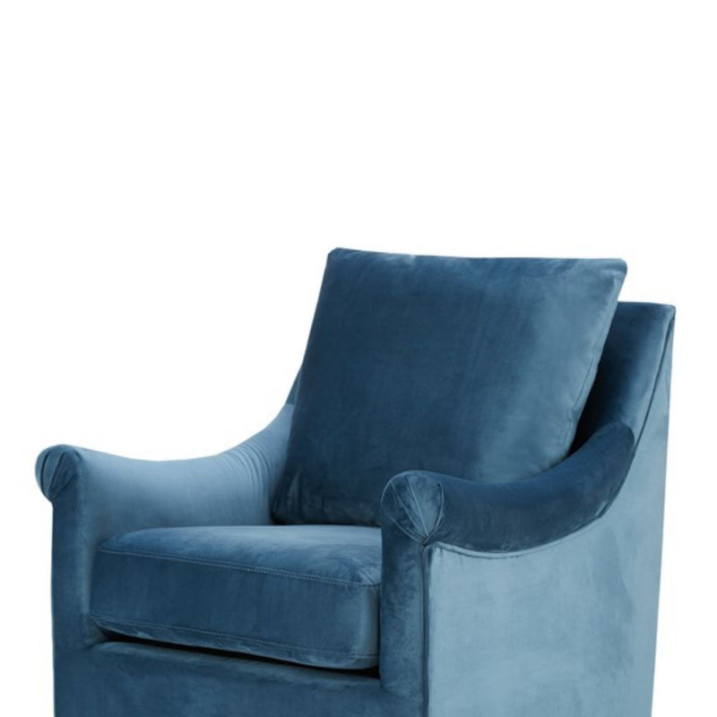 Swivel Chair With Curved Arms And Straight Back - Blue - R&R Furniture Gallery (Fountain Valley, CA)