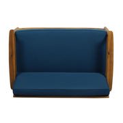Noble House outdoor acacia wood loveseat set with matching coffee table, 2-piece outdoor furniture for patio or garden seating.