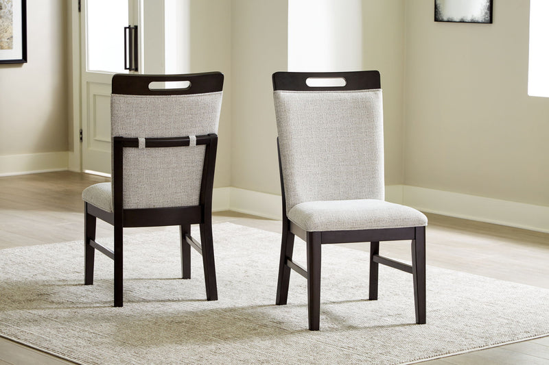 Neymorton - Dining Upholstered Side Chair (Set of 2) - Light Gray / Brown - R&R Furniture Gallery (Fountain Valley, CA)