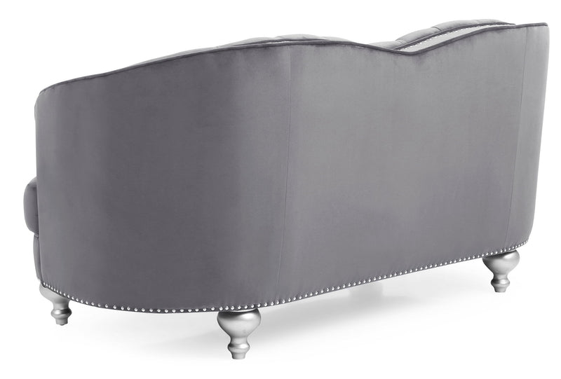 Glory Furniture Jewel stationary loveseat with plush upholstery and elegant design, perfect for a cozy living room setting.