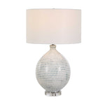 Clary - Horizontally Striped Table Lamp - Gray / White
