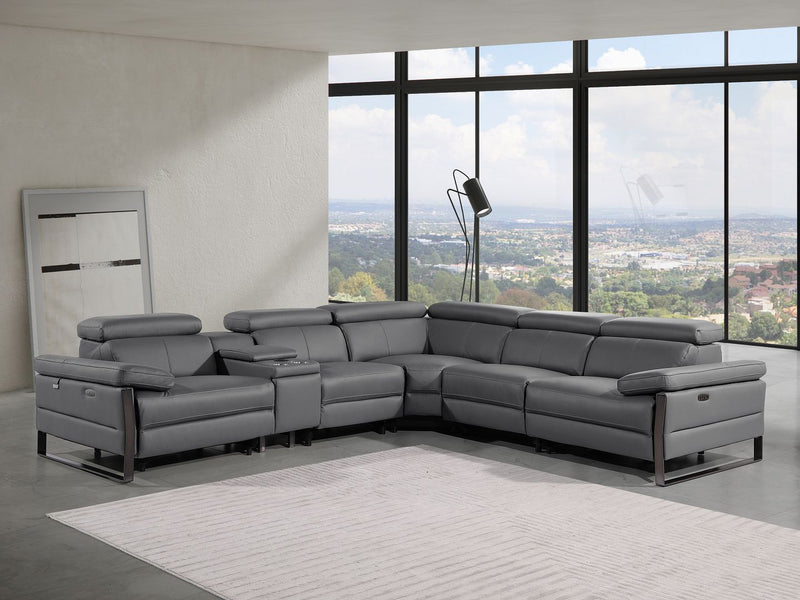 1246 - 6-Piece L-Shaped Modular Power Reclining Sectional With 3 Power Recliners And Power Headrests - R&R Furniture Gallery (Fountain Valley, CA)