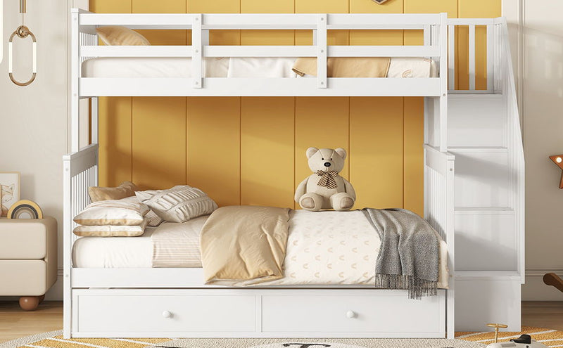 Bunk Bed With Twin Size Trundle, Storage And Guard Rail For Bedroom - R&R Furniture Gallery (Fountain Valley, CA)