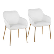 Pair of Lumi Source Daniella contemporary dining chairs with sleek design, set of two, featuring modern upholstery and stylish wooden legs.