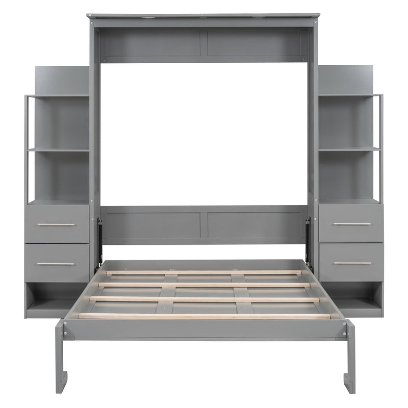 Murphy Wall Bed With LED Lights, Shelves And Drawers - R&R Furniture Gallery (Fountain Valley, CA)