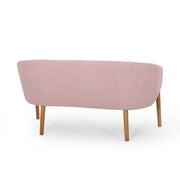 Noble House mid-century modern loveseat with channel-stitched backrest and sleek wooden legs, perfect for stylish living rooms.