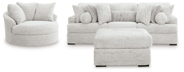 Cuddle Plush - 3 Pc. - 3-Piece Sectional, Chair And Ottoman - Arctic