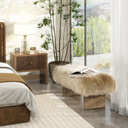 Leda - Sheepskin Fur Rectangular Accent Bench - Natural Blonde - R&R Furniture Gallery (Fountain Valley, CA)