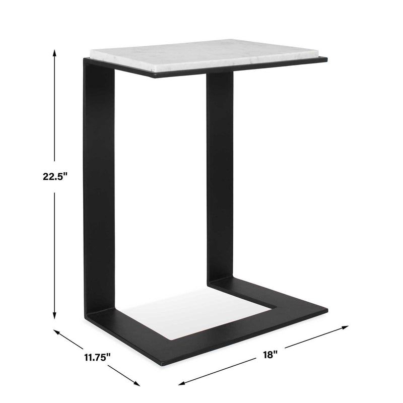 Kenora - Marble Accent Table - White